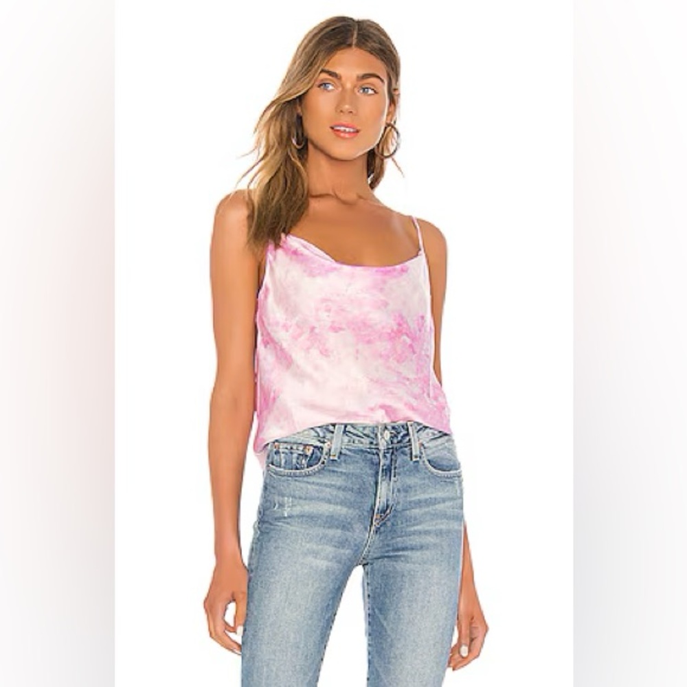 superdown jorden satin top in pink tie-dye